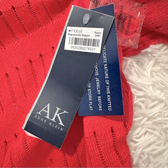 Anne Klein Vibrant Raspberry Red Open-Knit Cardigan Size M - Picture 10 of 15